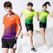 Bộ đồ thể thao nam và nữ tay áo ngắn tập luyện nhanh khô quần áo thể dục quần áo marathon chạy bộ quần áo phù hợp
