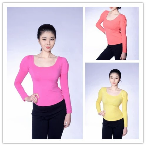 Городская хвозная принцесса рукав длинный 7058 базовая футболка для рубашки тренировочная одежда танца базовая тренировочная одежда топы танцевальная одежда