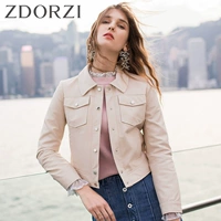 Zdorzi Zhuo Duo 2018 mùa xuân mới của Hàn Quốc phiên bản của túi màu rắn đơn ngực da áo khoác ngắn 636E045 áo khoác da nữ