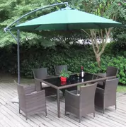 [Hot sale] mây giải trí bàn ghế ngoài trời đồ nội thất bàn cà phê kết hợp ban công giả mây bảng tịch umbrella set