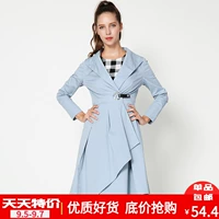 9 quyến rũ HH2134 vòng kim loại khóa với khâu casual áo gió không thường xuyên may truy cập giảm giá của phụ nữ 2018 mùa thu áo da nữ dáng dài