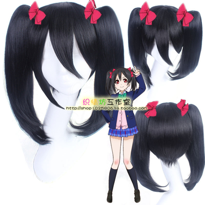 taobao agent Japanese clothing, asymmetrical black ponytail, wig, cosplay