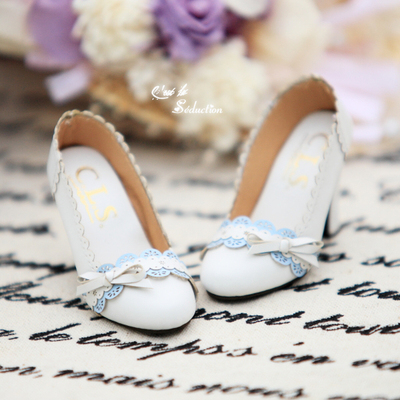 taobao agent 【C.L.S.】 1/3bjd-SD16/SDGRDD/DDDDY retro round head carved thick heel single shoes-blue and white