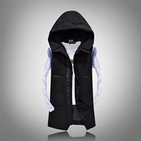 Mùa thu và mùa đông nam cotton lụa dày vest không thể được gỡ bỏ trùm đầu triều Slim dài xuống áo khoác cotton vest vest áo gile phao nam đẹp