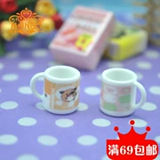 1:12 búp bê nhà dollhouse mô hình tĩnh cuộc sống gia đình cảnh một cặp phim hoạt hình tách trà mark cup