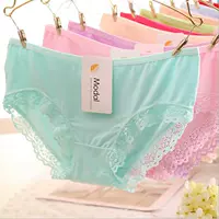 Modal đồ lót, trung và thấp eo, vải cotton, không có dấu vết, sexy ren, tóm tắt màu rắn quần lót nữ sinh