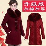 Áo len nữ mùa xuân và mùa thu mới Áo khoác len cho mẹ trong phần dài của phiên bản áo khoác mùa đông Hàn Quốc - Áo Hàn Quốc