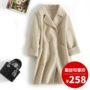 01 [chống mùa sale] vòng pocket tinh khiết khóa handmade Albaka alpaca hai mặt coat 9015 áo khoác dài nữ
