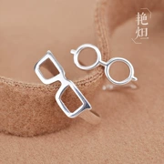 Nhẫn bạc sterling 925 nữ Nhật Bản và Hàn Quốc đơn giản kính văn học thời trang nhẫn nhỏ tươi mở đuôi nhẫn đôi nhẫn