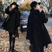 Mùa đông 2018 phiên bản Hàn Quốc mới của chiếc cà vạt nhỏ với áo khoác len mỏng màu đen ở phần dài của áo len thắt eo