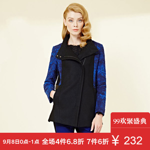 JUZUI Quỳ 2018 chính thức thị trường cửa hàng mùa thu và mùa đông mới màu xanh và màu đen khâu ngắn áo len phụ nữ