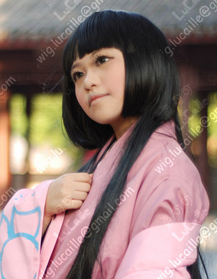 taobao agent 【My glory】Black kimono Sanqi Head, three knives, Qi Geng Xi Zi Yan Mo Ai Ji cos wigs