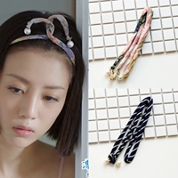 Ободок, ткань, повязка на голову из жемчуга, аксессуар для волос, в корейском стиле, Южная Корея