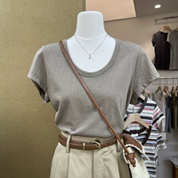 Осенний товар, футболка, 2023, круглый воротник, яркий броский стиль, по фигуре, в корейском стиле