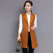 2018 mùa xuân và mùa thu mới Hàn Quốc phiên bản của không tay mỏng vest vest mùa xuân và mùa thu phù hợp với áo khoác nữ dài vest phụ nữ