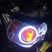 Đèn pha mới Yamaha RS LY100T-5 xe tay ga thiên thần mắt quỷ xenon ống kính lắp ráp - Đèn HID xe máy