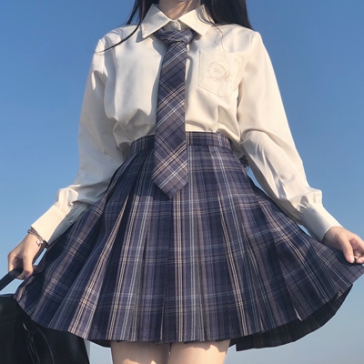 taobao agent [Immortal CLUB] Original JK Grid Skirt Moon Crane orthodox college style blue -purple skirt spot