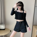 Ретро штаны, шорты в стиле хип-хоп, комплект, свободный крой