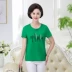 Mùa hè mới cotton ngắn tay trung niên áo thun cotton 40-50 mẹ tải phụ nữ trung niên lỏng lẻo ngọn - Áo phông áo phông dài tay Áo phông