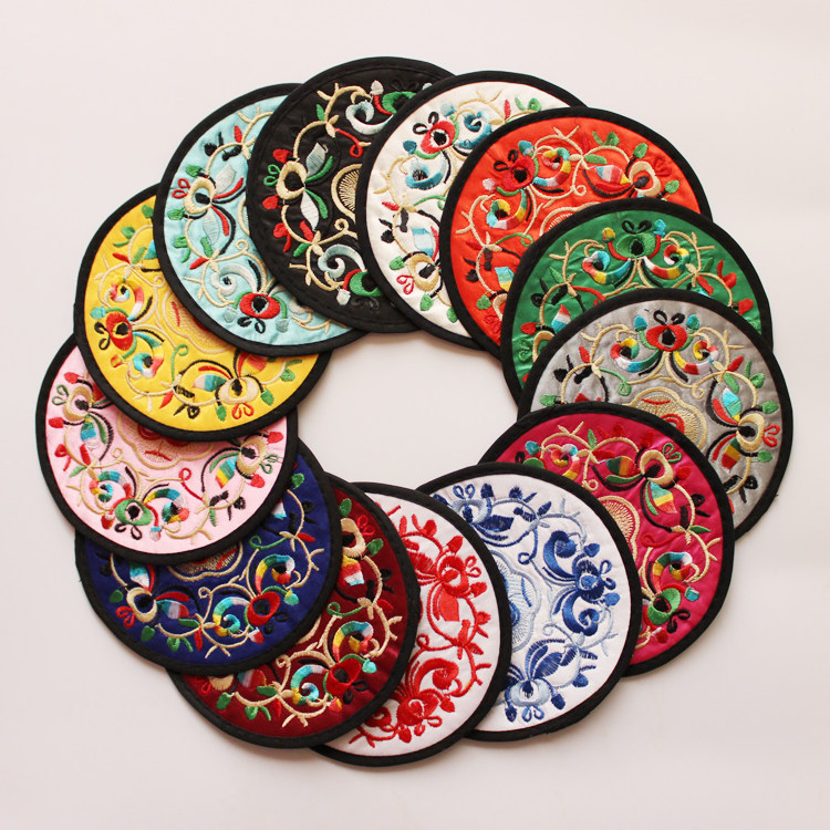 民间特色手工艺 绣花工艺苏绣刺绣布艺杯垫出国礼品送老外小礼物