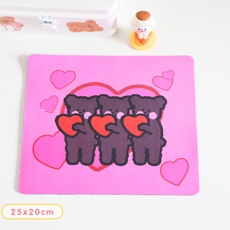 Rose Bearlovely Cartoon originality Mouse pad Girlish heart student desktop Table mat heat insulation Coaster trumpet Cushion Mouse Cushions