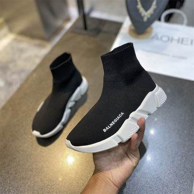 Black White Background With Inner Velvet Liningins elastic force Socks and shoes men and women Same 2021 Spring Gao Bang Internal elevation Versatile Flat heel motion leisure time Women's Shoes
