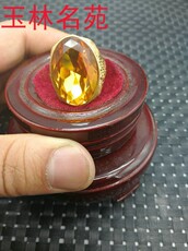 Аксессуары на руку 玉林名苑古玩玉器清代老黄宝石切割折射面鎏金老宝石戒指指环