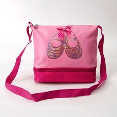 балетные аксессуары 儿童舞蹈包女单肩粉红色亮片双层包女童跳舞背包芭蕾舞鞋服收纳包