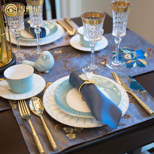 Посуда, бумажные салфетки, комплект, европейский стиль, в американском стиле, легкий роскошный стиль