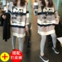 Phụ nữ mang thai mùa thu mẫu thời trang 2018 phiên bản mới của Hàn Quốc mùa thu áo sơ mi dài tay buông tha cho bà bầu hai mảnh đầm bầu dự tiệc