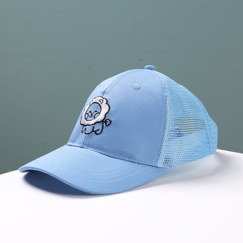 Light Blue - Lion In Net Hatchildren Hat summer male girl Sunscreen Sun hat Korean version Thin Mesh peaked cap child ventilation Baseball cap
