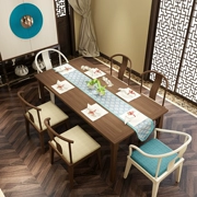 Dương rắn gỗ mới Trung Quốc vuông bàn ăn và ghế kết hợp đồ nội thất nhà hàng với sừng ghế ghế tùy chọn thiết lập