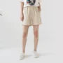 Xã hội Miki Qingfeng đơn giản hóa và thoải mái rắn màu bông và vải lanh quần short nữ đàn hồi eo 2018 mùa hè sinh viên mới quần thun mặc váy cho nữ