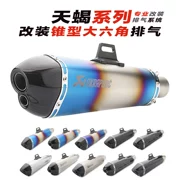 Lớn carbon hình lục giác giả titan xe thể thao phân khối lớn xe máy Tianzhu mới sửa đổi ống xả Ji Cun đôi miệng ống xả - Ống xả xe máy