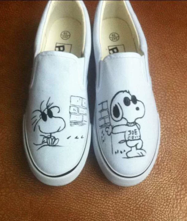[Бесплатная доставка оригинал C-4462 кеды Snoopy на двоих кеды с рисунками, свободная посадка]