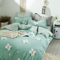 Ins gió giường bốn mảnh cotton cotton đơn giản khăn trải giường quilt cover giường 1.51.8 m khăn trải giường ba mảnh mua chăn ga gối đệm