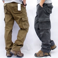 Người đàn ông ngoài trời của đa túi overalls mạnh mẽ mặc kháng bông giản dị yếm quần thanh niên lao động bảo hiểm lỏng XL quần áo nam
