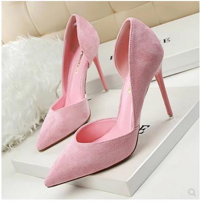 Pink & Suedebigtree white high-heeled shoes female spring 2019 new pattern genuine leather Women's Shoes Versatile girl Fine heel Sharp point Single shoes