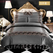 Châu âu giường váy loại giường bìa bộ bốn bộ bông cotton sáu bộ của ren màu rắn giường đôi cung cấp 1.8 m