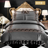 Châu âu giường váy loại giường bìa bộ bốn bộ bông cotton sáu bộ của ren màu rắn giường đôi cung cấp 1.8 m váy giường đẹp	