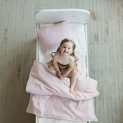 Pháp linen trẻ em giường enzyme rửa bé gối quilt hai mảnh bóng bóng ren phần thoáng khí kháng khuẩn