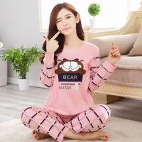 Đặc biệt cung cấp đồ ngủ nữ mùa thu cotton dài tay dễ thương hoạt hình phiên bản Hàn Quốc mùa thu kích thước lớn phục vụ nhà nữ mùa xuân và mùa thu mỏng phù hợp đồ bộ thun cotton mặc nhà cao cấp