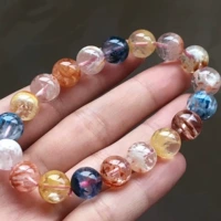 Mới Ghost tự nhiên Hoa Gum Vòng hoa đa kho báu Màu sắc Ghost Pixel Crystal Vòng đeo tay đơn - Vòng đeo tay Clasp thạch anh tóc đen