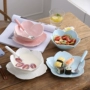 Sáng tạo Nhật Bản bộ đồ ăn bằng gốm anh đào dễ thương bát bát đường nhà ăn sáng trái cây salad tráng miệng chim yến bát - Đồ ăn tối bộ chén đĩa