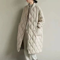 Элитная демисезонная удерживающая тепло длинная куртка с пухом, стеганый пуховик, большой размер, средней длины