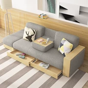 Sofa kích thước nhỏ không gian gấp đa chức năng sofa giường đôi sử dụng lưu trữ lưu trữ phòng khách đơn đôi - Ghế sô pha