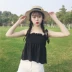 Mùa hè phiên bản Hàn Quốc của chiếc thắt lưng tươi nhỏ bên lá sen mỏng giảm béo vest ngắn học sinh chạm đáy áo sơ mi nữ - Áo ba lỗ shop thời trang nữ Áo ba lỗ
