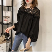 Xuân 2018 phiên bản mới của Hàn Quốc của những chiếc áo sơ mi nữ chất liệu ren mm cỡ lớn dành cho nữ rộng rãi. - Áo sơ mi chiffon ren