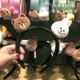 Dây đầu gấu nâu LINEFRIENDS Mũ cao su Hàn Quốc buộc đầu trẻ em bao da màu đỏ in tóc kẹp tóc - Phụ kiện tóc