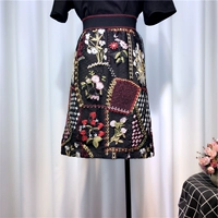 Элегантная ретро цветная кружевная трехмерная юбка, с вышивкой, с акцентом на бедрах, высокая талия, А-силуэт